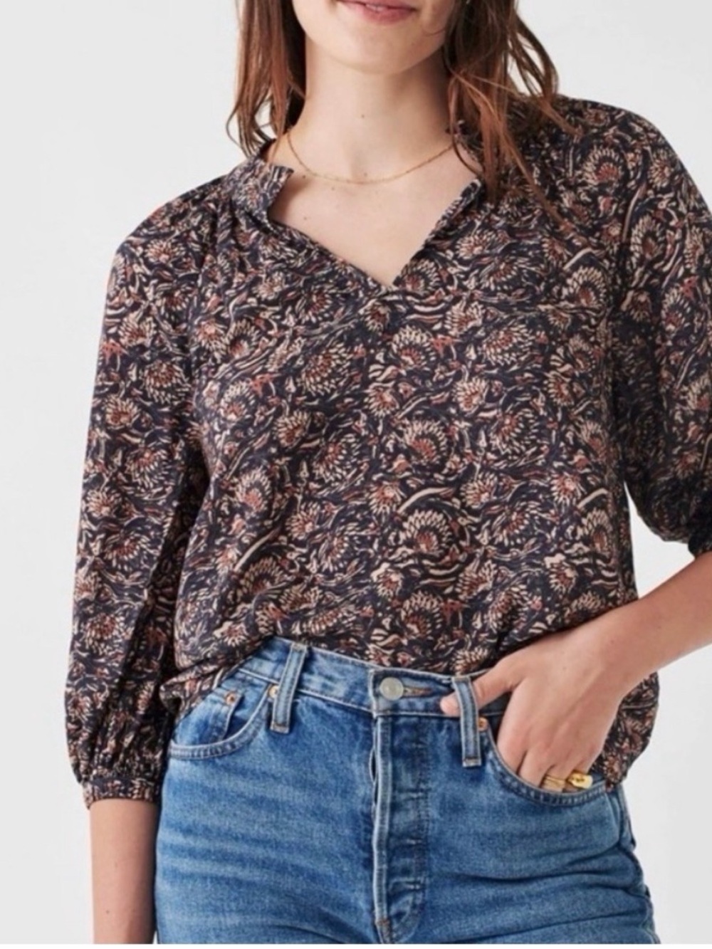 Faherty Portia 3/4 Sleeve Blouse